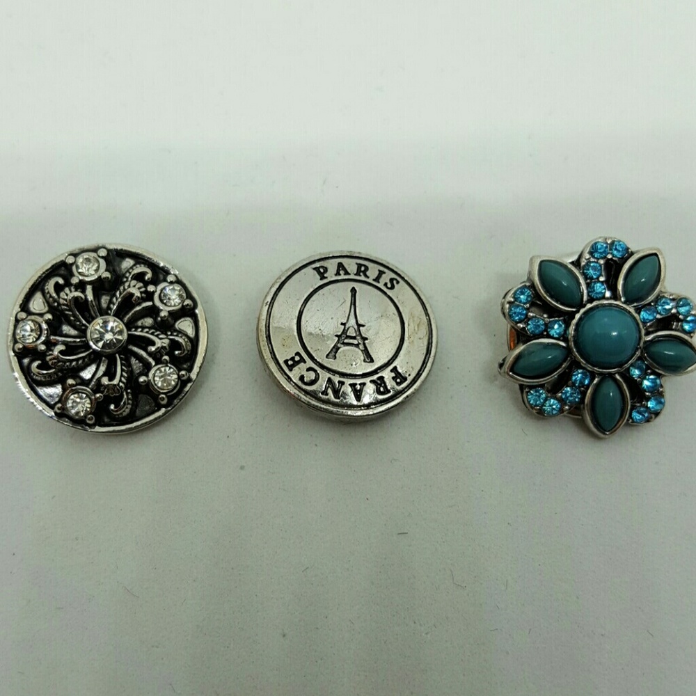 Set of three snap charms for snap bracelet